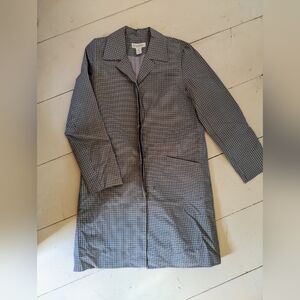 Brooks Brothers Black and White Checkered Trench Coat